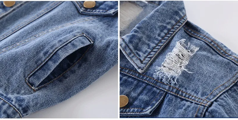 COOTELILI 80-130cm Fashion 2018 Spring Kids Girls Coat For Boys Windbreaker Children Clothes Distrressed Denim Jean Jacket  (8)
