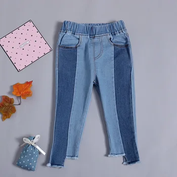 

Kids Baby Girls Denim Pants 2018 Autumn Child Casual Trousers Girls Fashion Panelled Jeans Pants Children Pants For Girls.YO40B