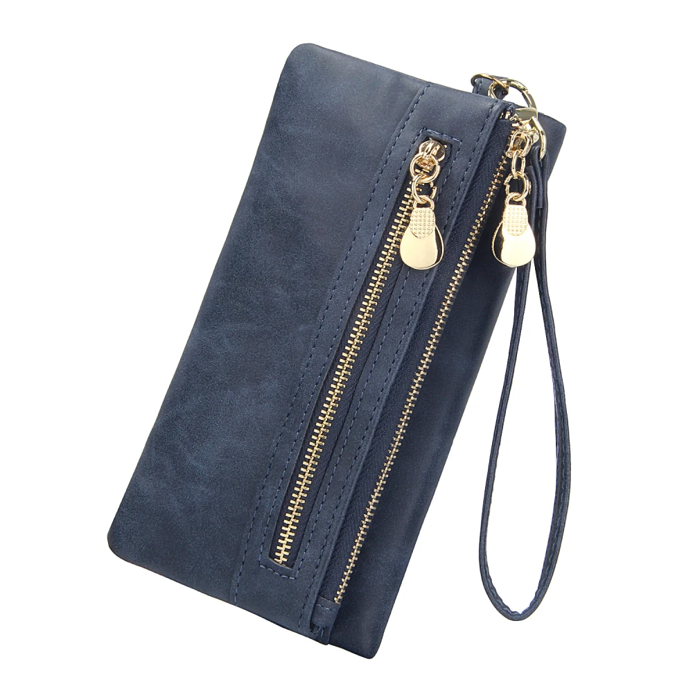 

Elegant Wallet for Women with Wristlet Matter Leather Long Wallets Ladies Clutch Purse Multi Credit Card Holder Zipper Phone Bag