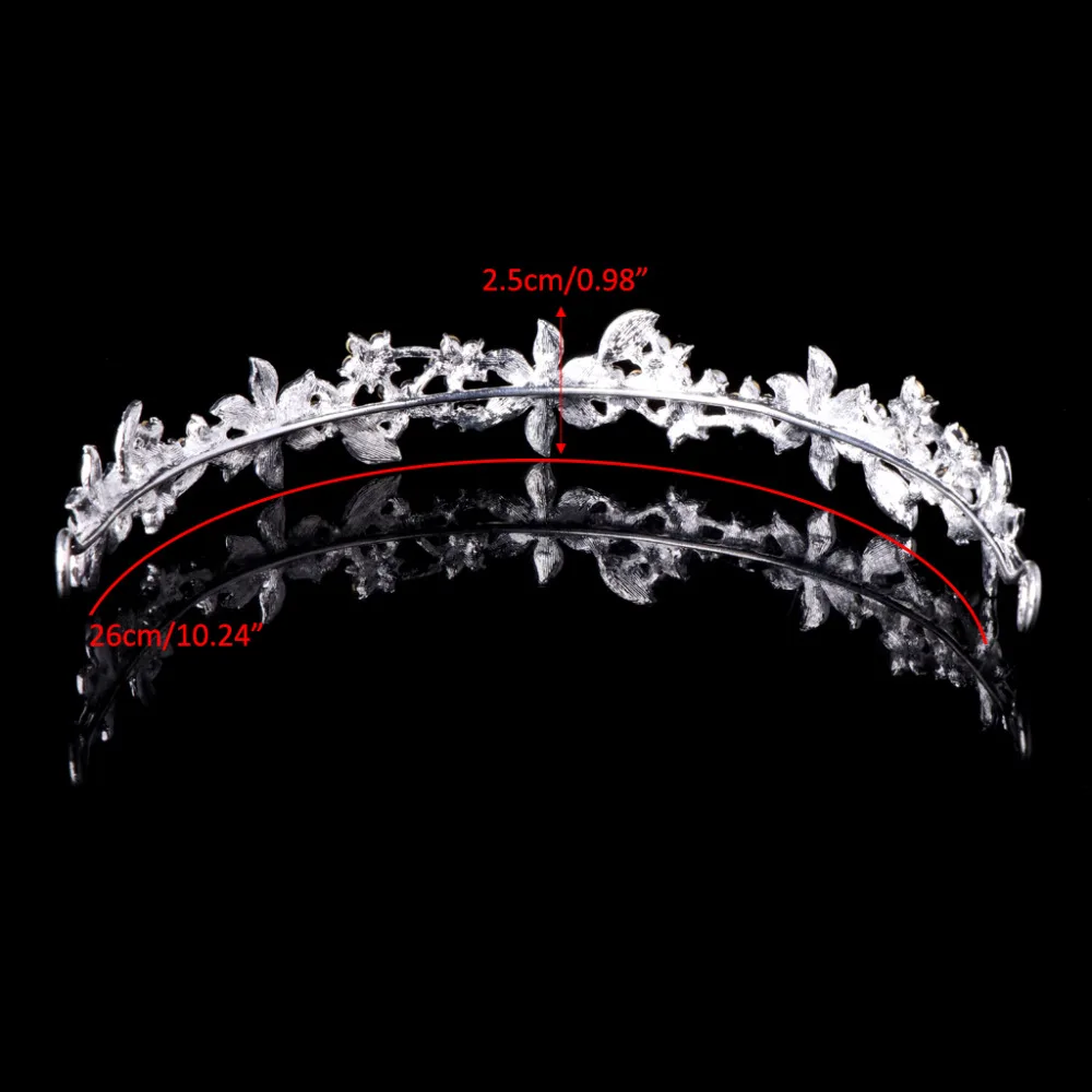 JAVRICK 1 шт. Свадебный Цветок Тиара Корона из искусственного жемчужины, горный хрусталь для волос повязка на голову выпускного вечера серебряный цвет