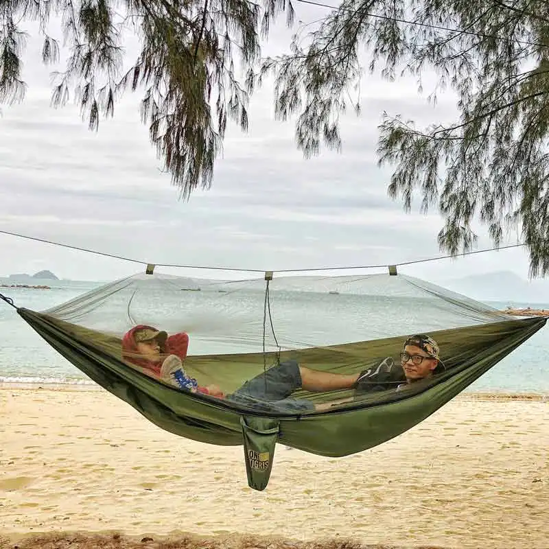

OneTigris Camping Double Person Hammock with Mosquito Net For 2 Adults (Carabiners &Ropes are Included) Portable Lightweight