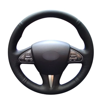 

Hand-stitched DIY Black PU Artificial Leather Car Steering Wheel Cover for Infiniti Q50 2014 2015 QX50 2015