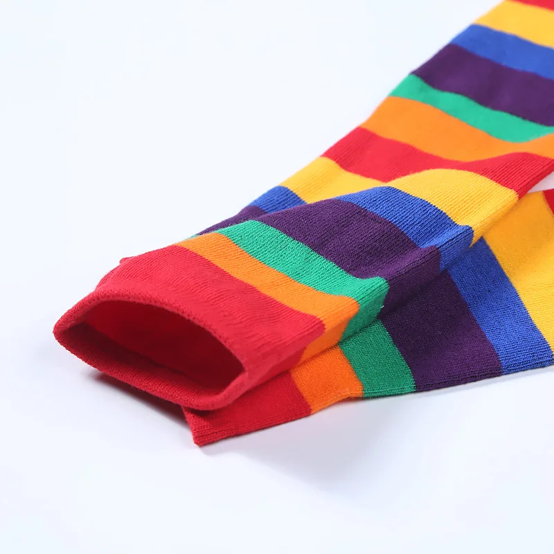 HIRIGIN/1 пара новых детских зимних теплых носков для девочек милые длинные носки в радужную полоску с рисунком