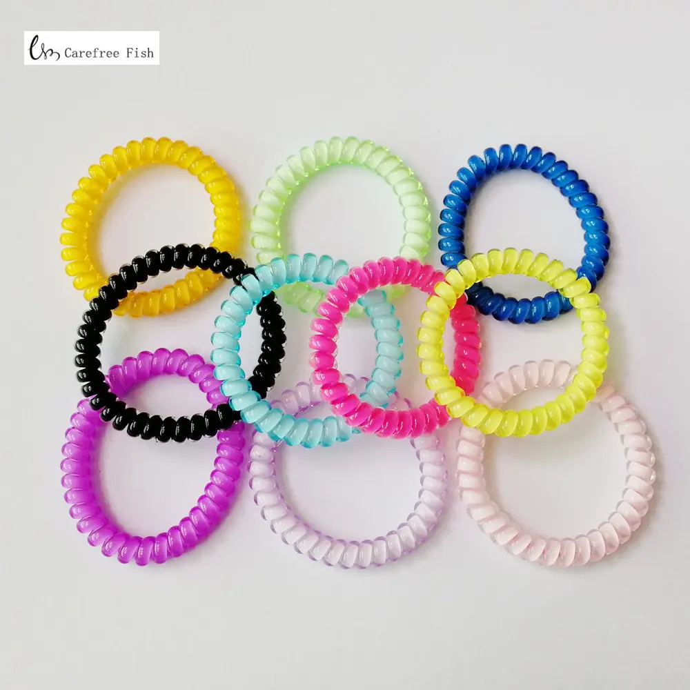Shiping مجانا 10 قطع سيليكون مرونة العصابات الشعر الاكسسوارات للنساء دوامة scrunchy سلك الهاتف الينابيع و اللثة العصابة