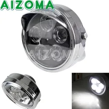 Motocicleta Universal Chrome 12 v Head Light 7 “Round LED Luz Indicadora Para Custom Chopper Visão Streetfighter Farol