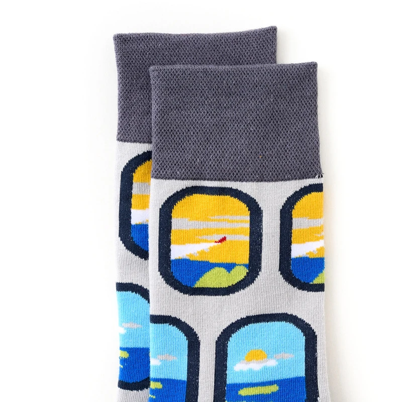 Солнечный вид с пляжем и морем усадьба индивидуальность креативный модный стиль забавные мужские повседневные носки женские короткие носки сумасшедший, счастливый хлопок носки