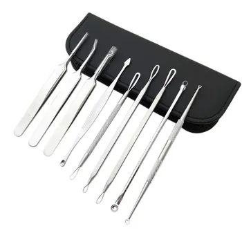 

9 PCS/Set Hot Sale Skin Care Kit which contains Premium Blackhead Acne Comedone and Pimple Blemish Extractor Remover Tool