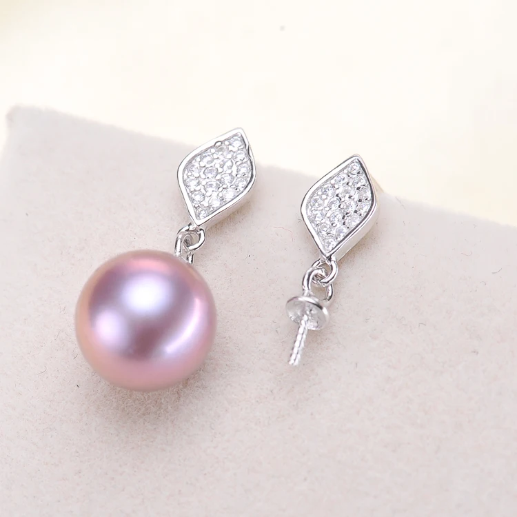 

925 Sterling Silver Pearl Earrings Setting Mountings Charm Lovely Earrings Finding Jewelry Parts Fittings Women's Accessories