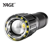 YAGE 341C T6 2000LM Aluminum Zoom CREE LED Flashlight Two LED Lamp 6-Modes USB Torch Light for 1*18650 or 4*AAA/1*26650 Battery