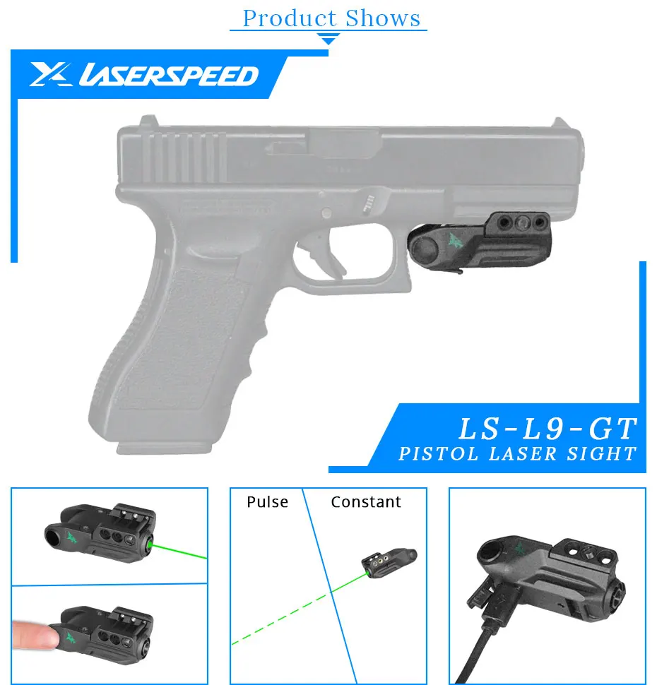 Digital de Ligar Glock Verde Mira Laser Inteligente - Desligar Interruptor Pulsando Modo Tático L9-gt 2 de ligar desligar interruptor pulsando modo tático laser