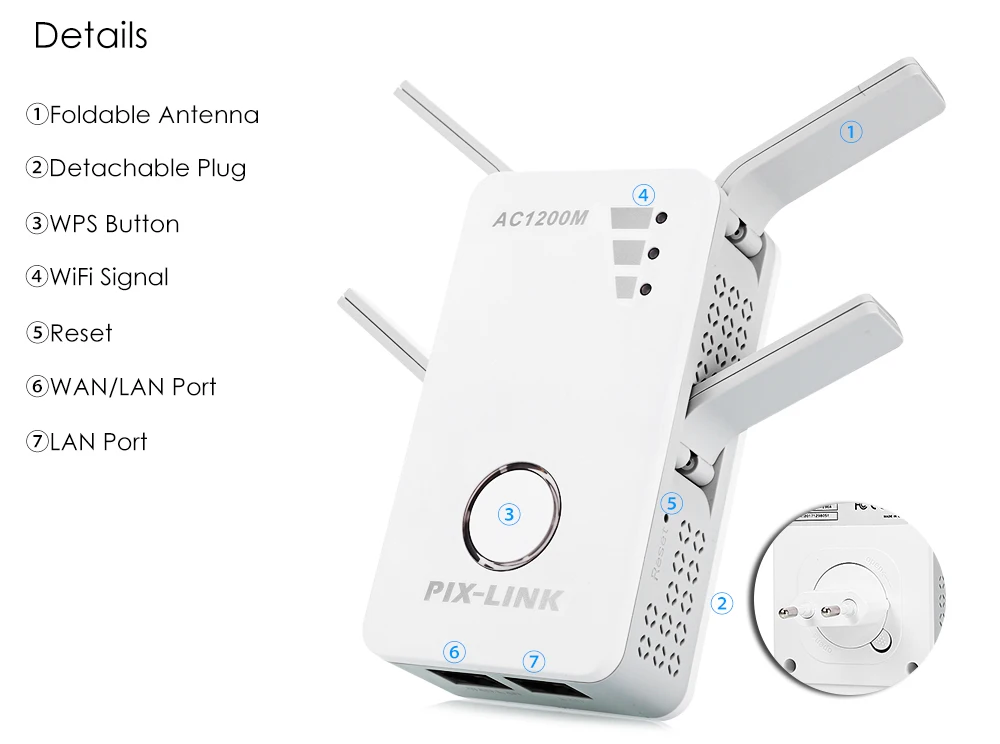 2,4G& 5G WiFi повторитель сигнала усилитель двухдиапазонный AP 1200 Мбит/с беспроводной AC расширитель маршрутизатор усилитель WPS с 4 антеннами с высоким коэффициентом усиления