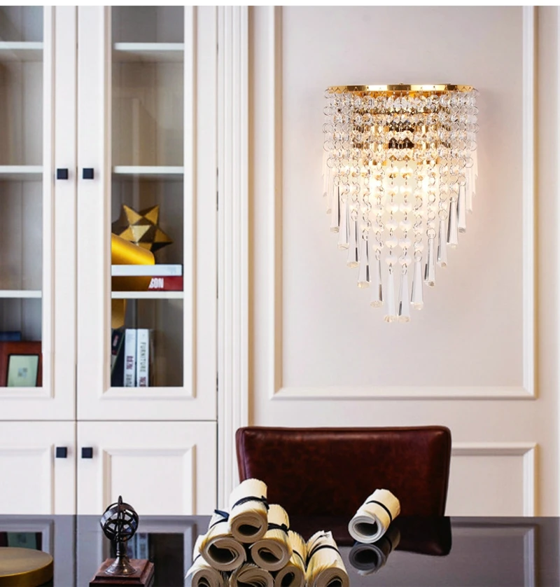 Lâmpada de Parede do Quarto Sala de Estar Luzes do Banheiro Cristal Levou Moderna Corredor Arandela Home Indoor Decoração Iluminação E14 Luz 6 Cheap Luminárias de parede