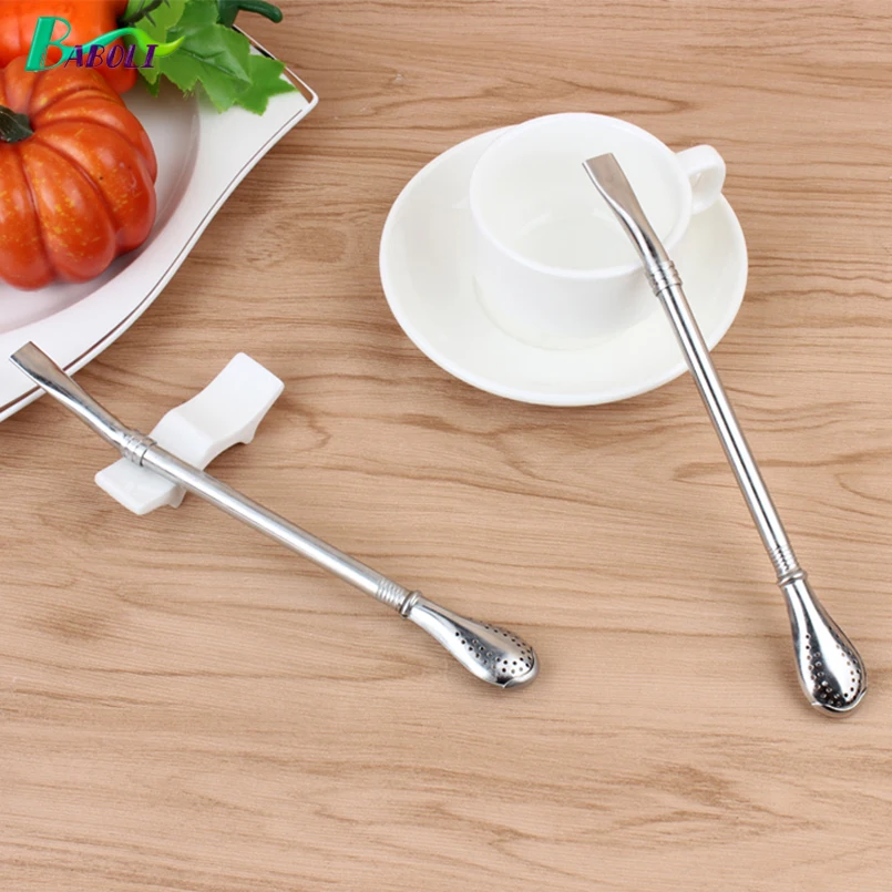 Eco-friendly Stainless Steel Drinking Straw Spoon Yerba Mate Filter Multifunction Pipette Practical Teaware | Дом и сад