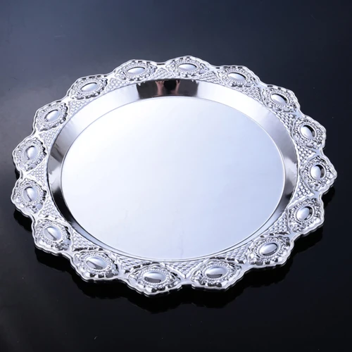 Silver Dessert Plates Cake Dish Cupcake Cake Stand Plate Fruits Tray