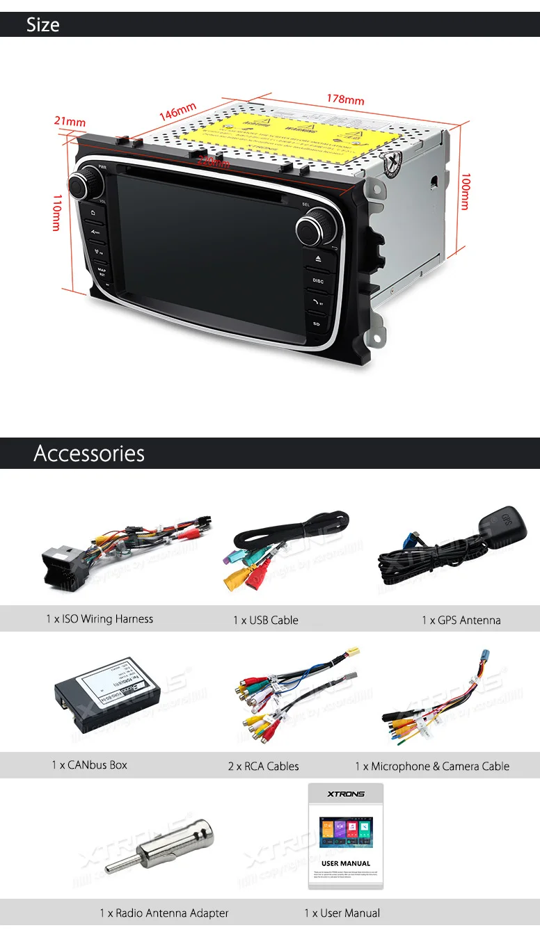 Best XTRONS 7" Android 8.0 Octa Core Car DVD Player Radio GPS USB Navigation for Ford Focus II Mondeo S-Max C-Max Galaxy II Kuga 2011 26