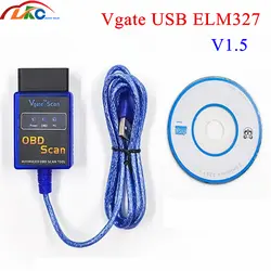 10 шт./лот DHL Бесплатная доставка Мини Vgate USB ELM327 OBDII V1.5 Сканирования Авто код ридер ELM327 OBD2 автомобильный диагностический сканер