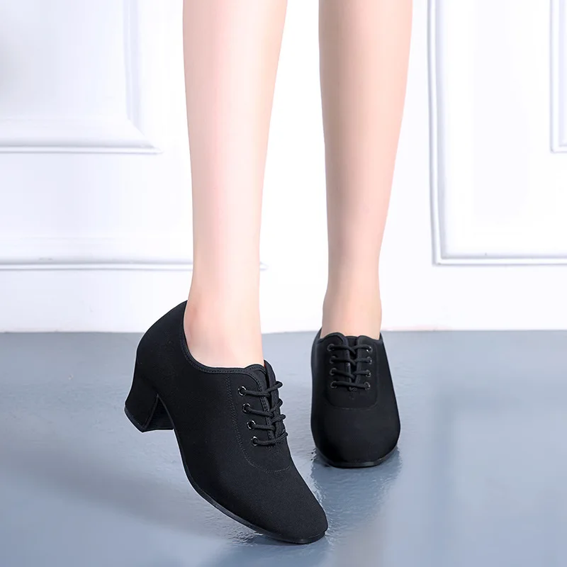 Latin Shoes Woman Soft Bottom Square Dance Adult Teachers With Modern Standard Waltz Dance Shoes Sneaker Leather Cloth Shoes
