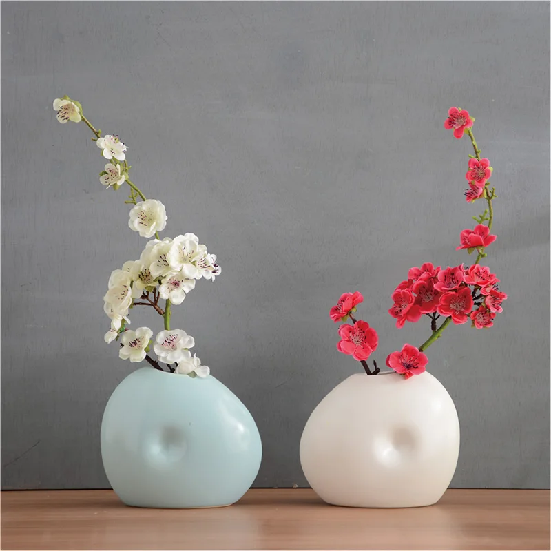 

Ceramic vase set with flower Crafts Ornament Artificial flower vases for wedding home decoration jarrones decorativos moderno