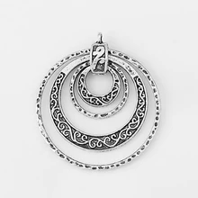 2 шт. этнический тибетский серебряный слой круглый резной цветок Подвески Подвеска для серьги ожерелье ювелирные изделия фурнитура Аксессуары