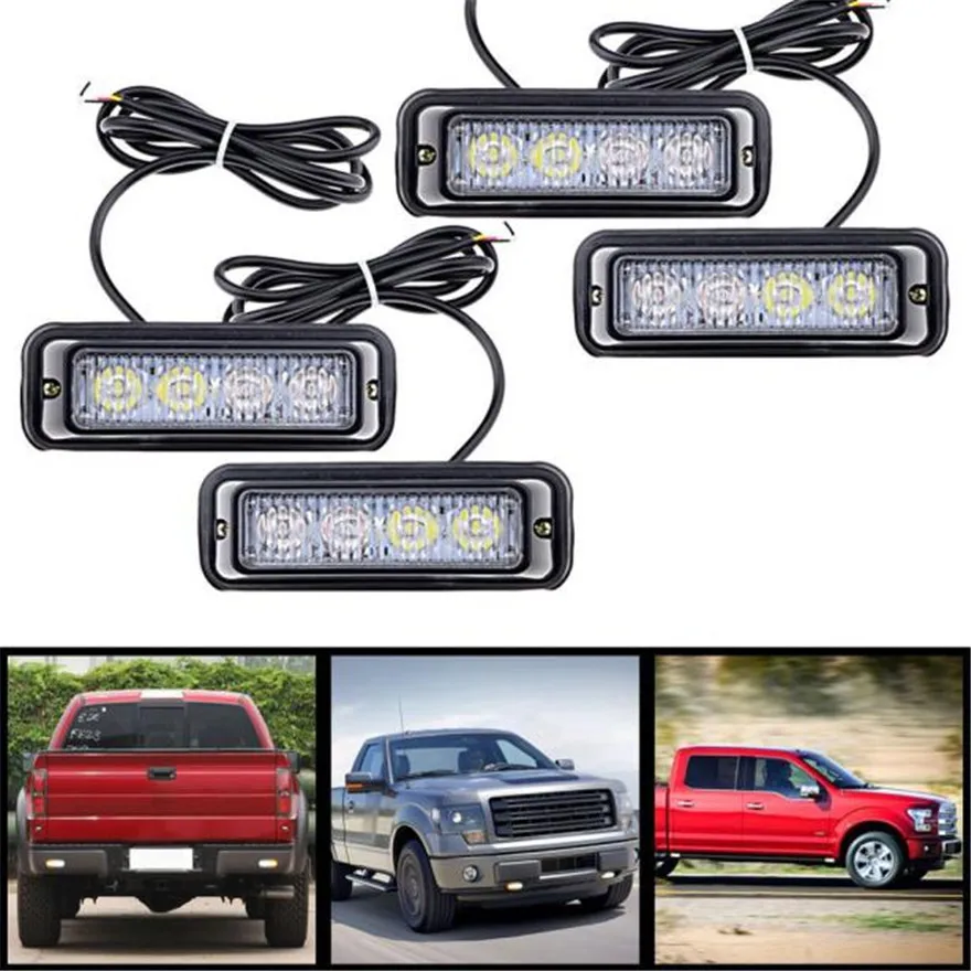 

2016 NEW 4pc Waterproof Car Truck Accessory 4 LED Strobe Flash Amber Light Lamp Bulb wholesale A2000