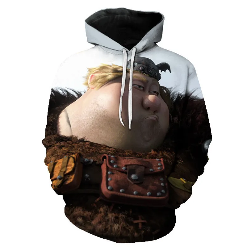 2019 New Toothless Print Men's Sweatshirts How To Train Your Dragon Figures Light Fury White Dragon Printed Male Hoodies Streetwear (2)