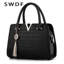 SWDF, Крокодиловая Кожа, женская сумка-тоут с буквами V, дизайнерские сумки, роскошные качественные женские сумки через плечо, сумка-мессенджер с бахромой