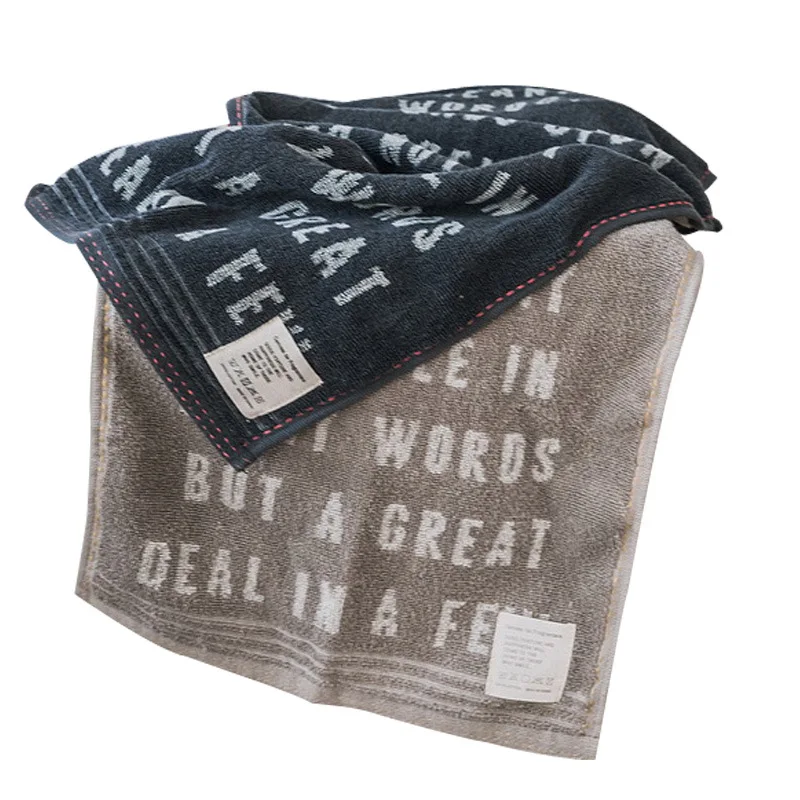 35x34/75x34/120x60cm Nordic English alphabet cotton towel simple absorbent thicken square face