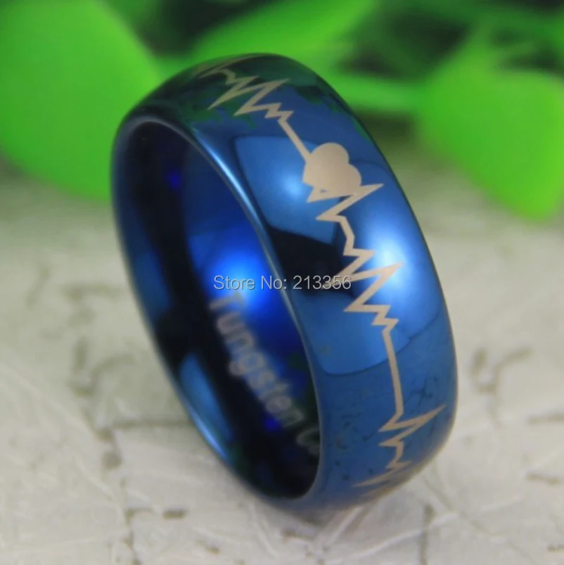 Free Shipping Usa Uk Canada Russia Brazil Hot Ing 8mm Shiny Blue Free Shipping Usa Uk Canada Russia Brazil Hot Ing 8mm Shiny Blue Dome Foreverlove Heartbeat Men S Lord Tungsten Wedding Ring In Bands From