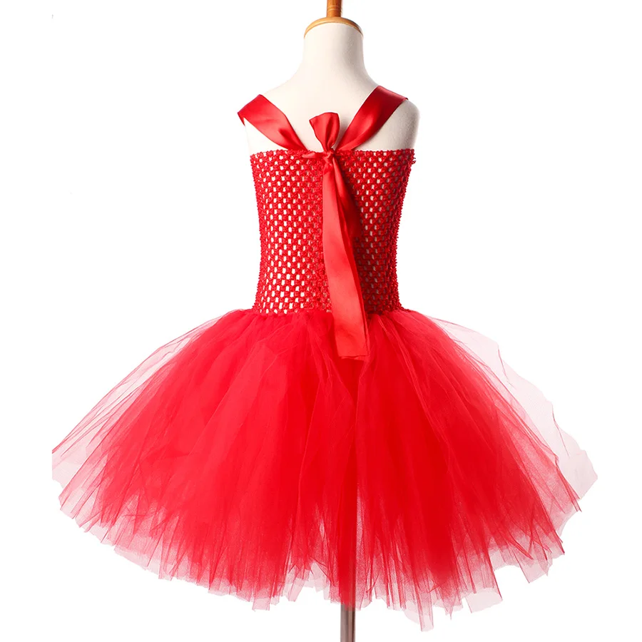 Girl Flash Halloween Tutu Dress with Mask Kids Red Superhero Cartoon Outfit Children (16)