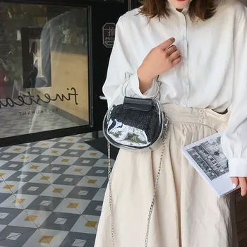 

Transparent Fashion Women Weave Feather Waterproof Bucket Bag Crossbody Bag Messenger Shoulder Bag borsa donna tracolla