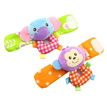 

1Pair Baby Plush Toy Cartoon Animals Wrist Bell Soft Plush Toys for Infant FJ88