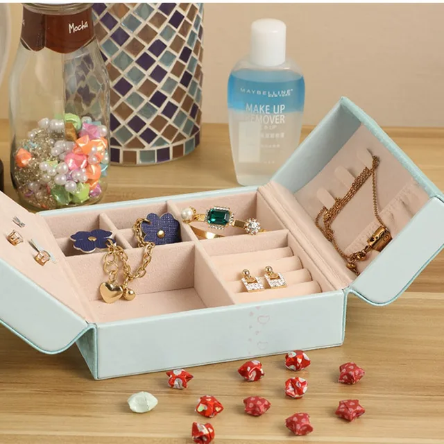 Joyería hecha a mano de cuero caja de viaje joya organizador de almacenamiento con cerradura magnética para collar pulsera anillo earstud