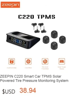 Zeepin Солнечная энергия C240 TPMS Универсальная беспроводная система контроля давления в шинах с 4 внешними/внутренними TPMS датчиками