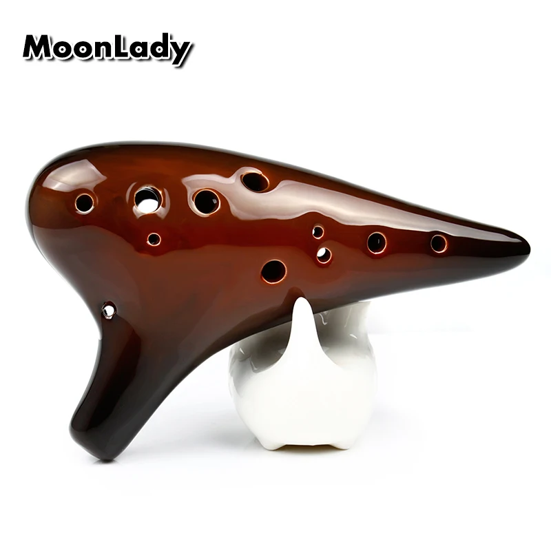 Alto C Key Ocarina 12 Holes Ceramic Ocarina Music Instrument Bright Glossy Glaze Woodwind