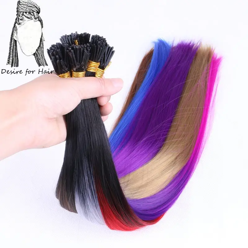 Desire for hair 50 прядей 22 дюймов длинные 1 г термостойкие синтетические I tip micro ring Наращивание волос блондинка фиолетовый цвет вечерние
