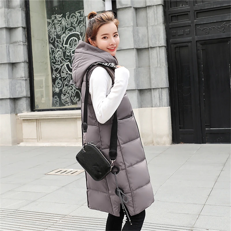 Winter Warm Long Down Vest Women Hooded Gray Parkas Down Jacket Women Waistcoat Plus size Korean Casual Sleeveless Jacket Female Winter Warm Long Down Vest Women Hooded Gray Parkas Down Jacket Women Waistcoat Plus size Korean Casual Sleeveless Jacket Female