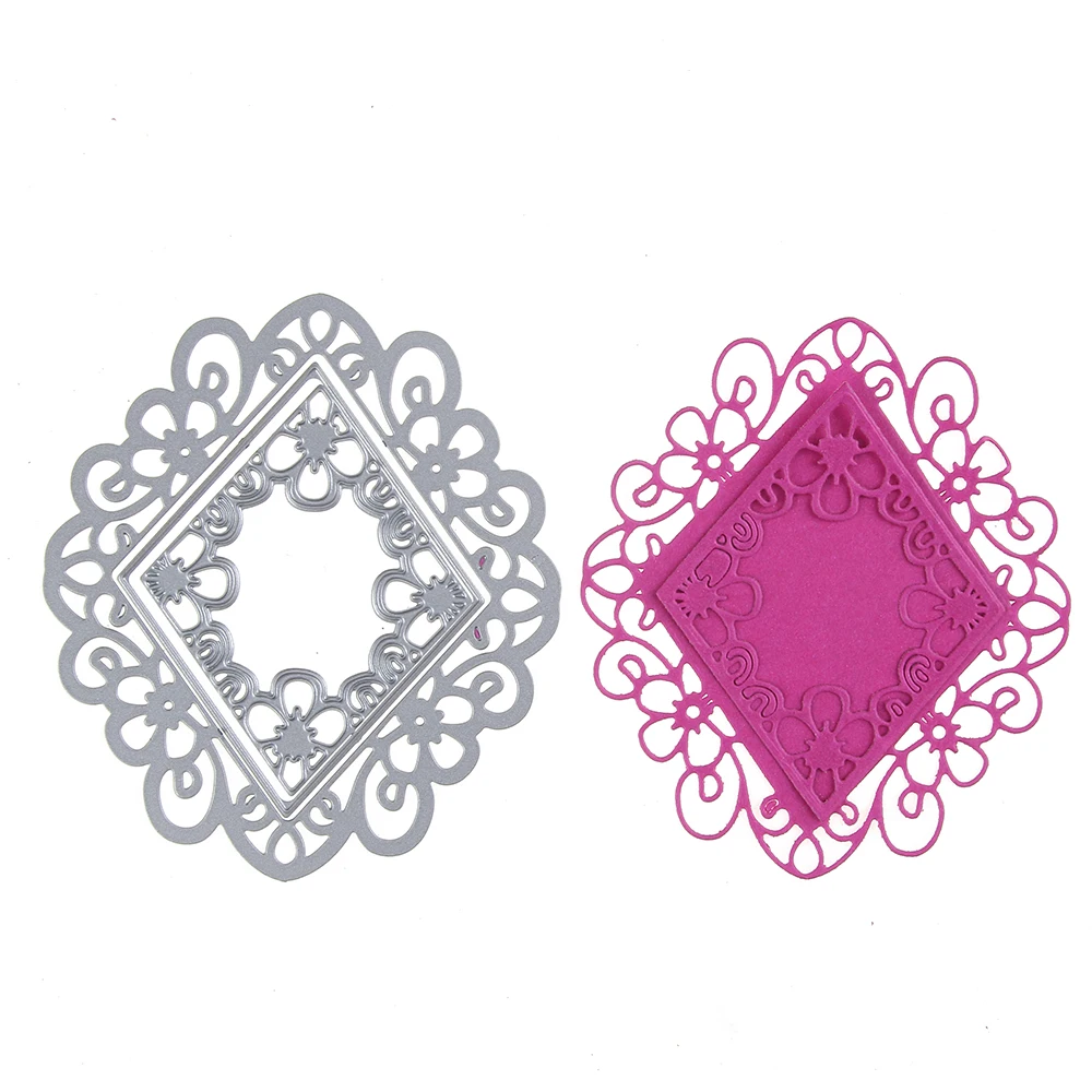 

83*94mm Lace Diamond Frame Metal Cutting Dies Stencils for DIY Scrapbooking Card Making Craft Dies Baby Shower Decoration