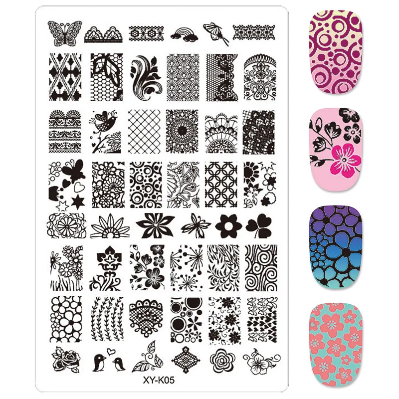 Kimcci 30 шт.* XY-K пластины для штамповки ногтей кружевные цветочные животные пластиковые шаблоны для дизайна ногтей Маникюрные трафареты инструменты для салонов красоты