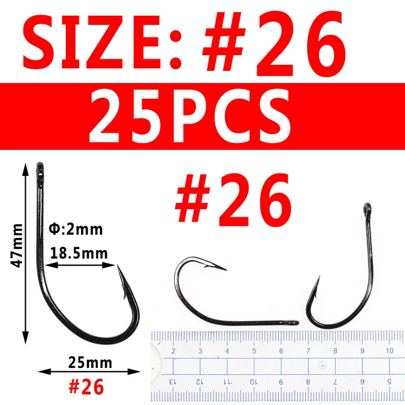 Bimoo 50/25 шт. Многоцелевой с высоким содержанием углерода Сталь рыболовного крючка nmyph Fly Sabiki Рог крючок рыболовный крючок на карпа морская Мормышка приманки рыболовные крючки - Цвет: size26 25pcs