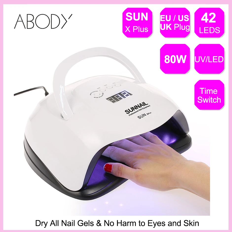

SUNNAIL 80W UV LED Nail Lamp Professional Sunlight Nail Gel Dryer Machine Fingernails Toenails Curing Equipment Nail Art Tool