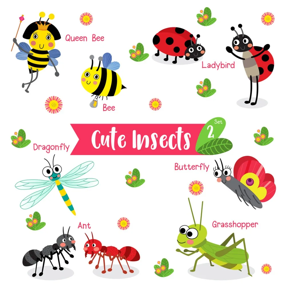 Cute Insects Art Cloth Poster Children Room Wall Decoration Picture