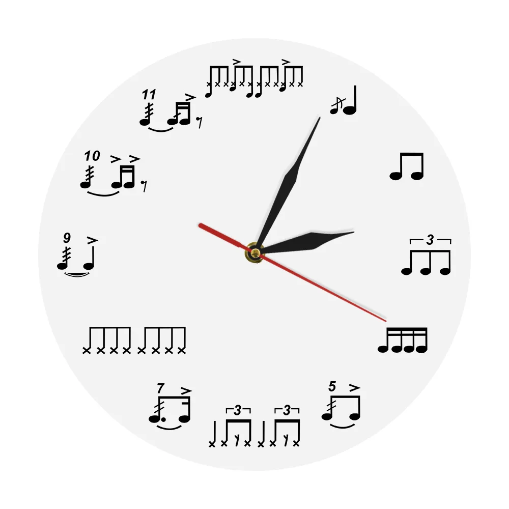 

1Piece Drum Notes Rudiments Wall Clock Acrylic Time Clock Music Notes Wall Art Home Decor Handmade Gift For Music Lover Musician