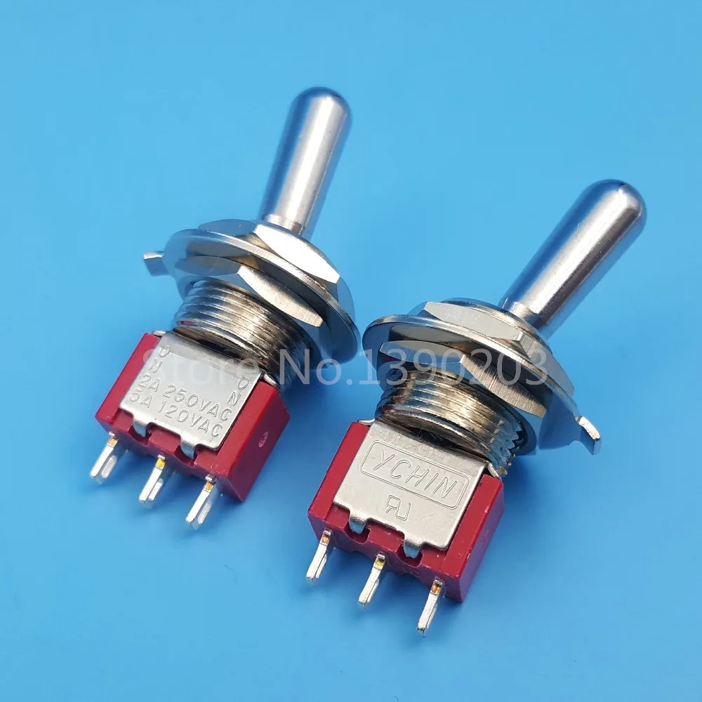 

2Pcs Red T101 3Pin 2Position ON-ON SPDT Maintained Large Handle Mini Toggle Switch