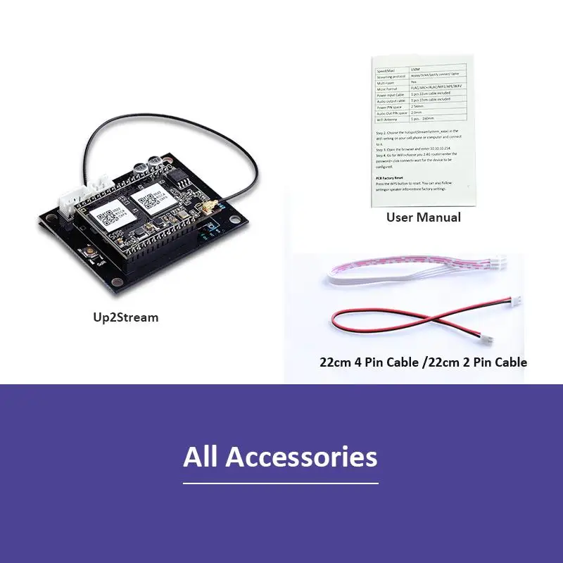 

Up2stream WiFi Audio Receiver Module With Spotify Airplay DLNA 24bit 192kHZ FLAC Multiroom