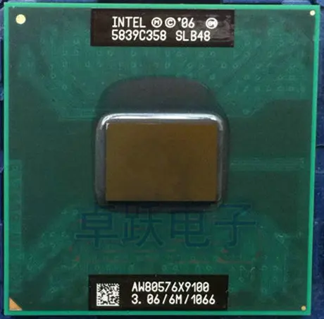 

Shipping free Laptop cpu processor Intel original CPU X9100 SLB48 X 9100 SLB48 3.06G/6M/1066 PM45 GM45 P9700