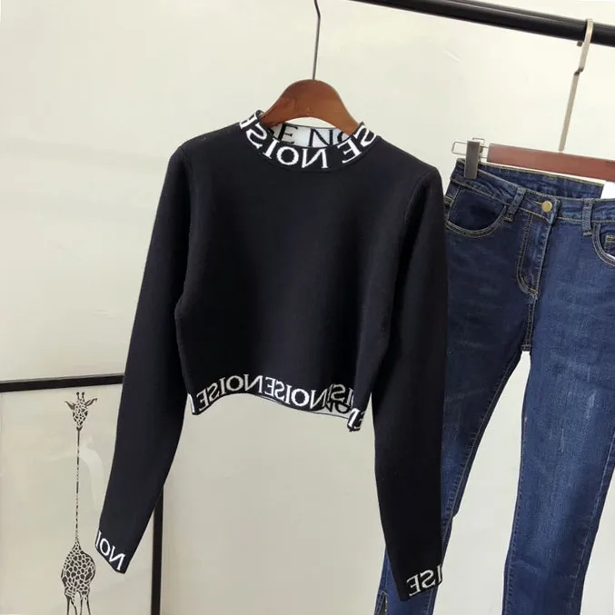 Korobov, уличная одежда, полуводолазка, свитер с вышитыми буквами, корейский короткий пуловер с длинным рукавом, модный Sueter Mujer 78686