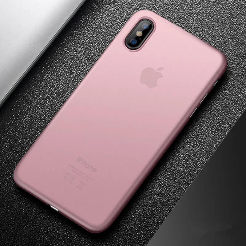 MaxGear ультра тонкий матовый Жесткий Чехол для iPhone 5 5S SE 6 6S 7 8 Plus ультра тонкий PP прозрачный задний Чехол для iPhone X XS Max XR - Цвет: Pink