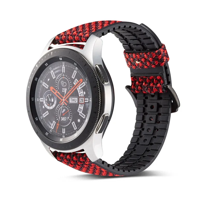 red Ремешки для наручных часов для samsung Galaxy Watch 46 мм, силиконовый ремешок с кожаным ремешком 22 мм для samsung gear S3 Frontier/Classic - Цвет ремешка: red