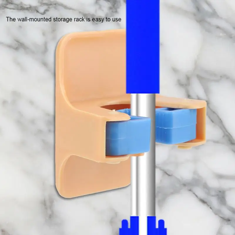 1Pc PP+ TPR Home Clip Mop Hooks No Trace Mop Holder Bathroom Rack