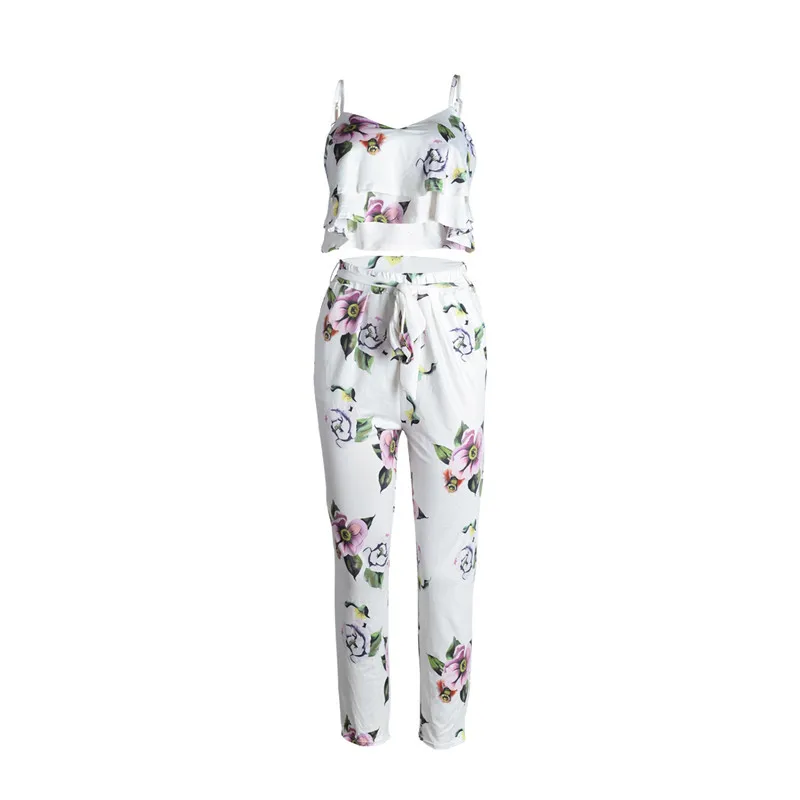 summer floral print pants set-11